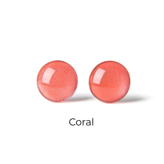 Color Dot Stud Earrings in Coral Shimmer