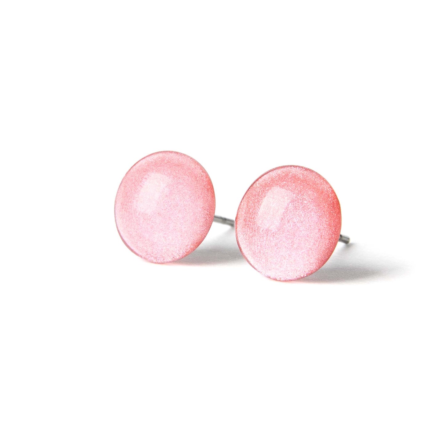 Color Dot Stud Earrings in Coral Shimmer