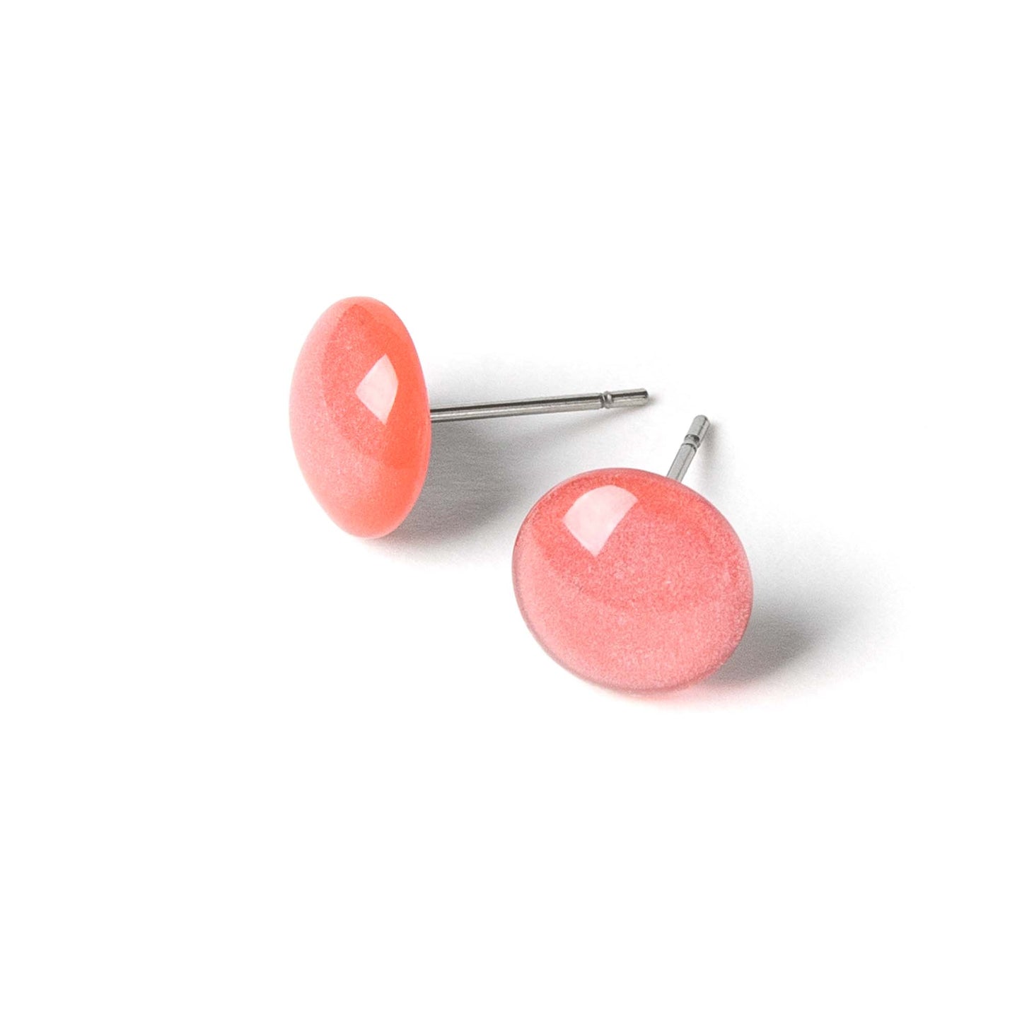 Color Dot Stud Earrings in Coral Shimmer