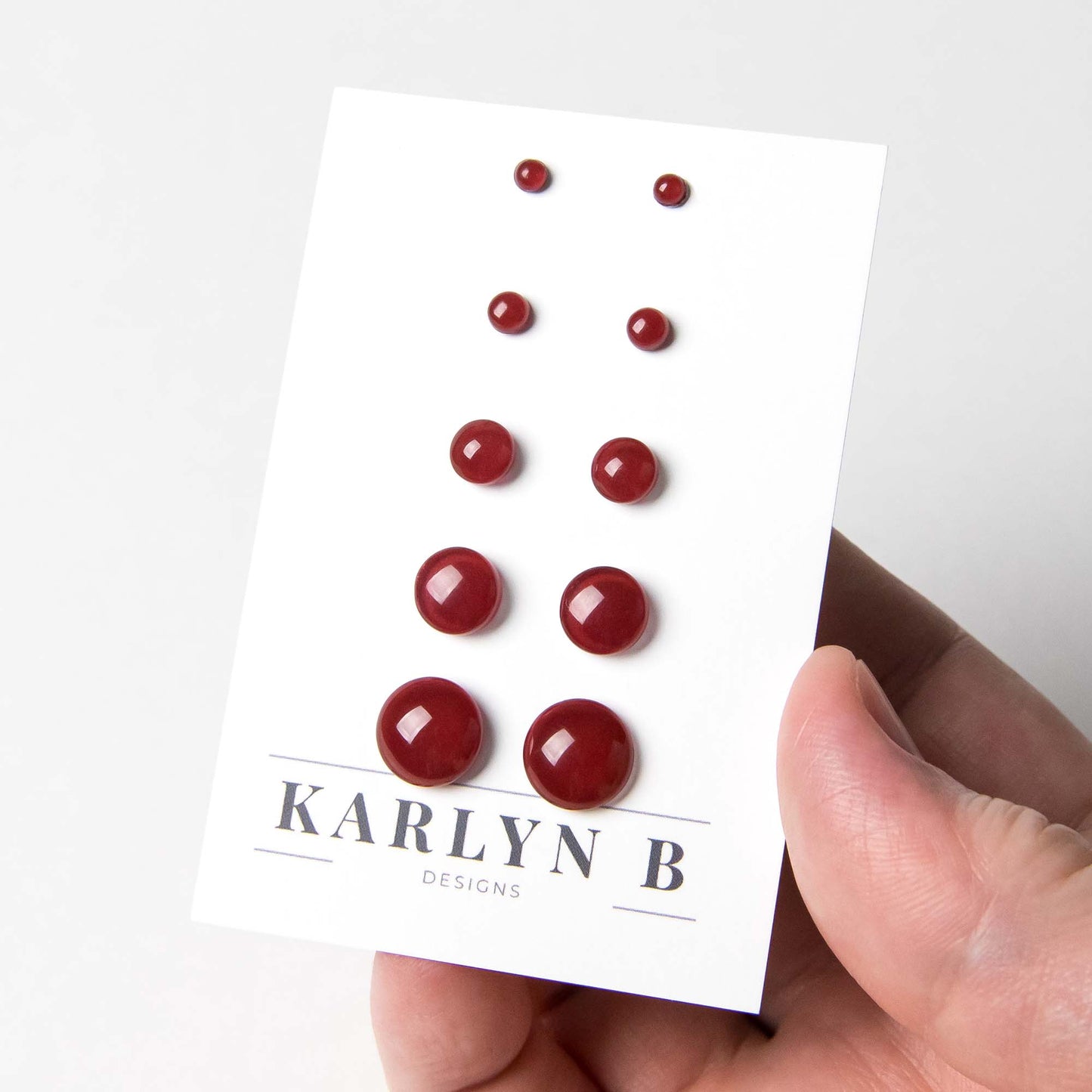 Color Dot Stud Earrings in Dark Red