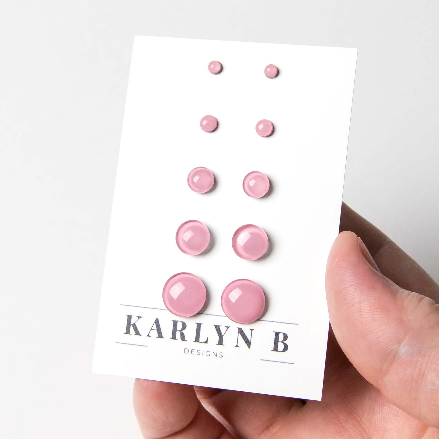 Color Dot Stud Earrings in Rose Pink