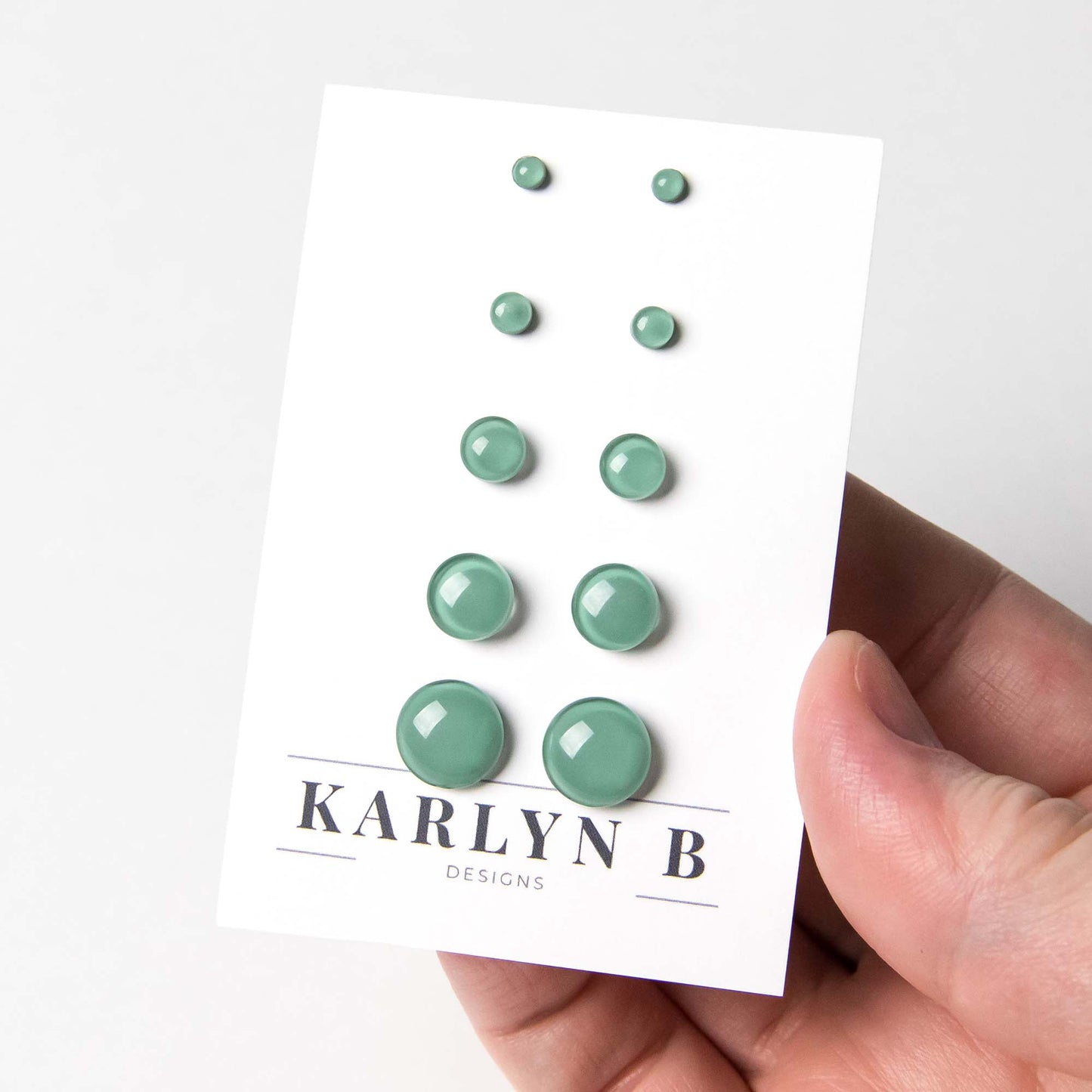 Color Dot Stud Earrings in Green