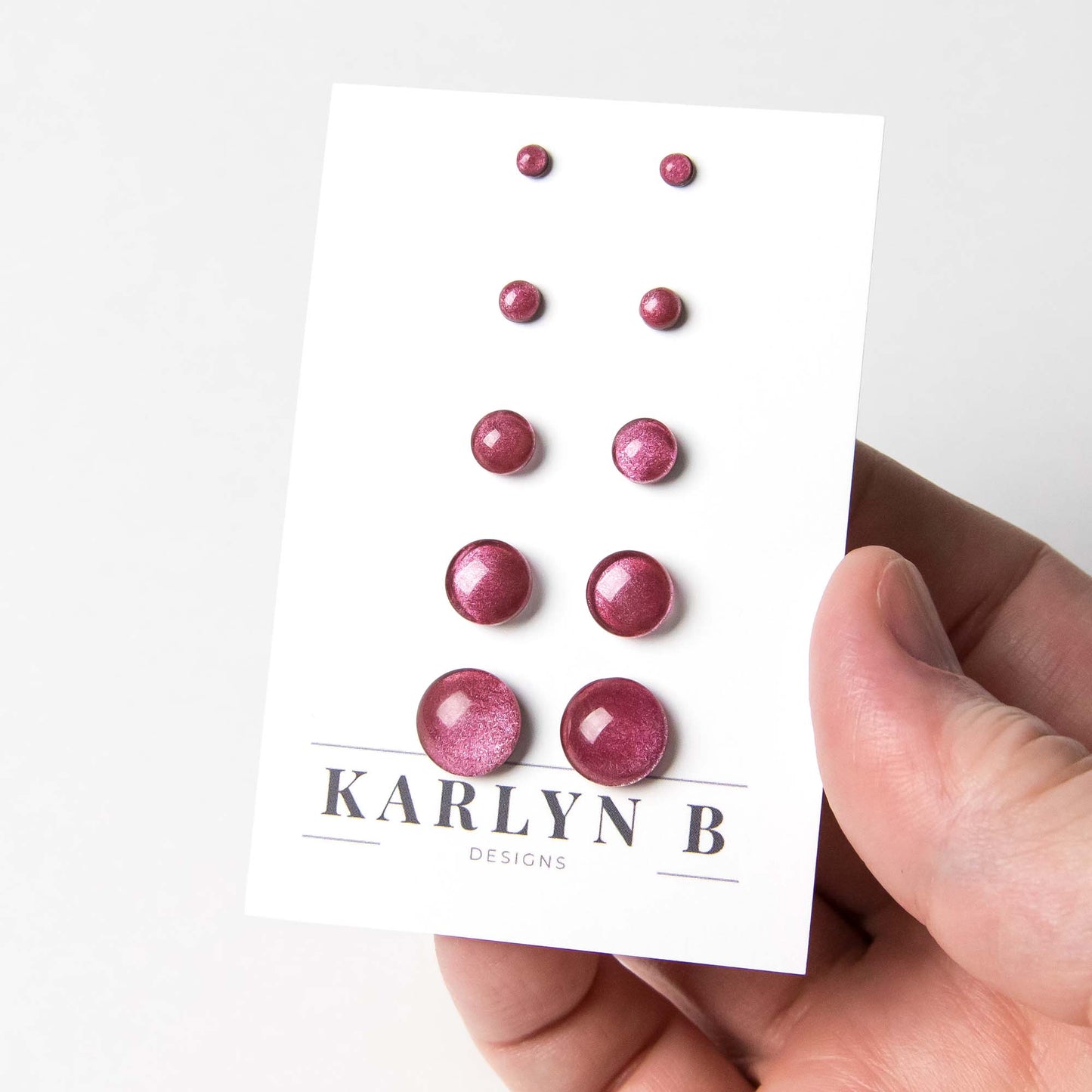 Color Dot Stud Earrings in Dark Red Shimmer