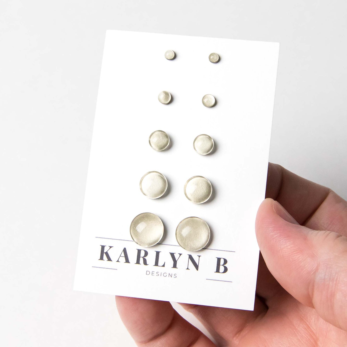 Color Dot Stud Earrings in Taupe Shimmer