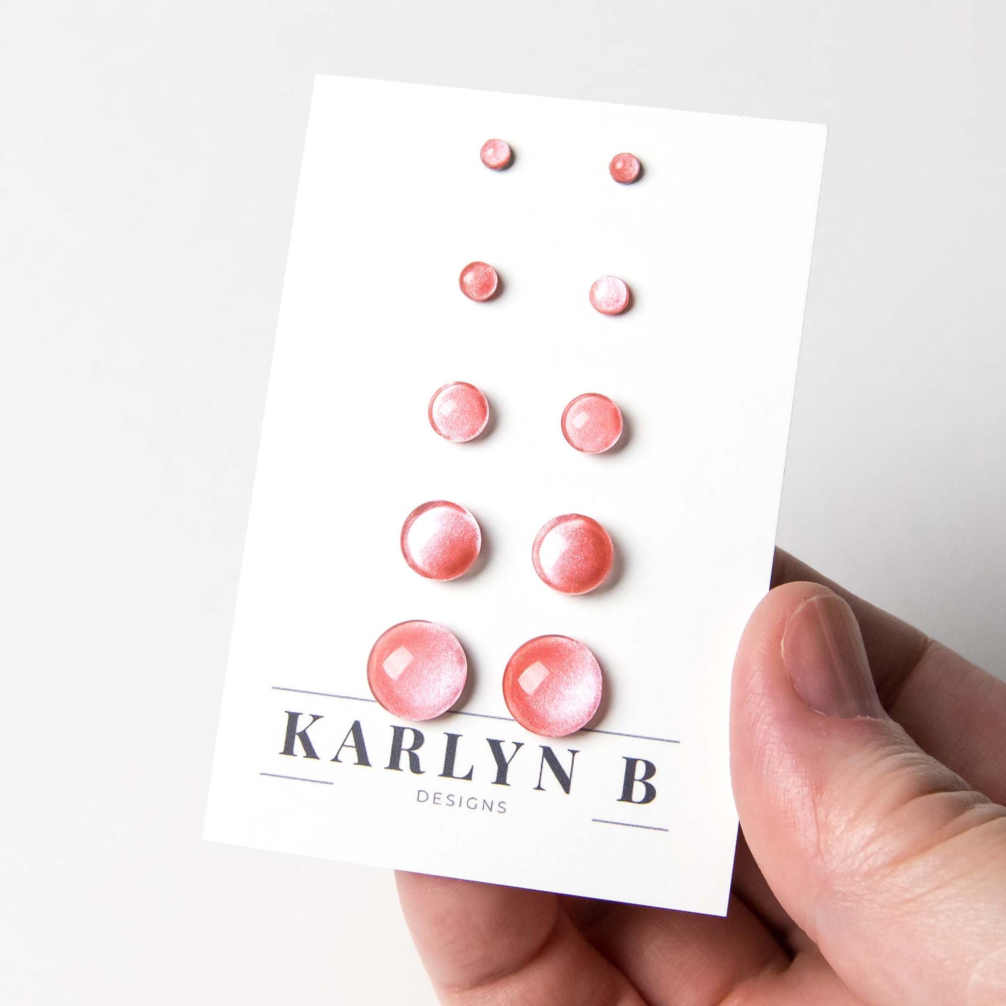 Color Dot Stud Earrings in Coral Shimmer