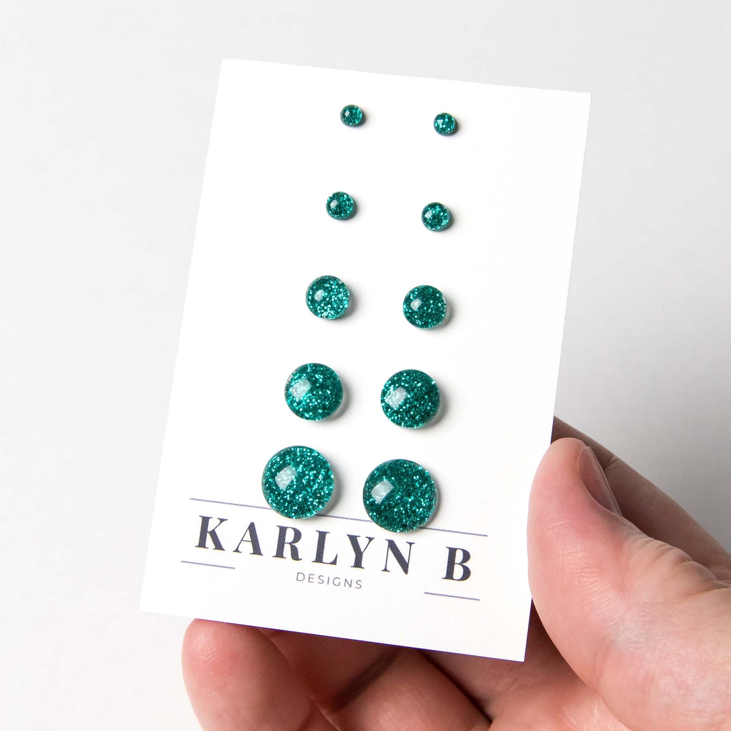 Color Dot Stud Earrings in Green Glitter