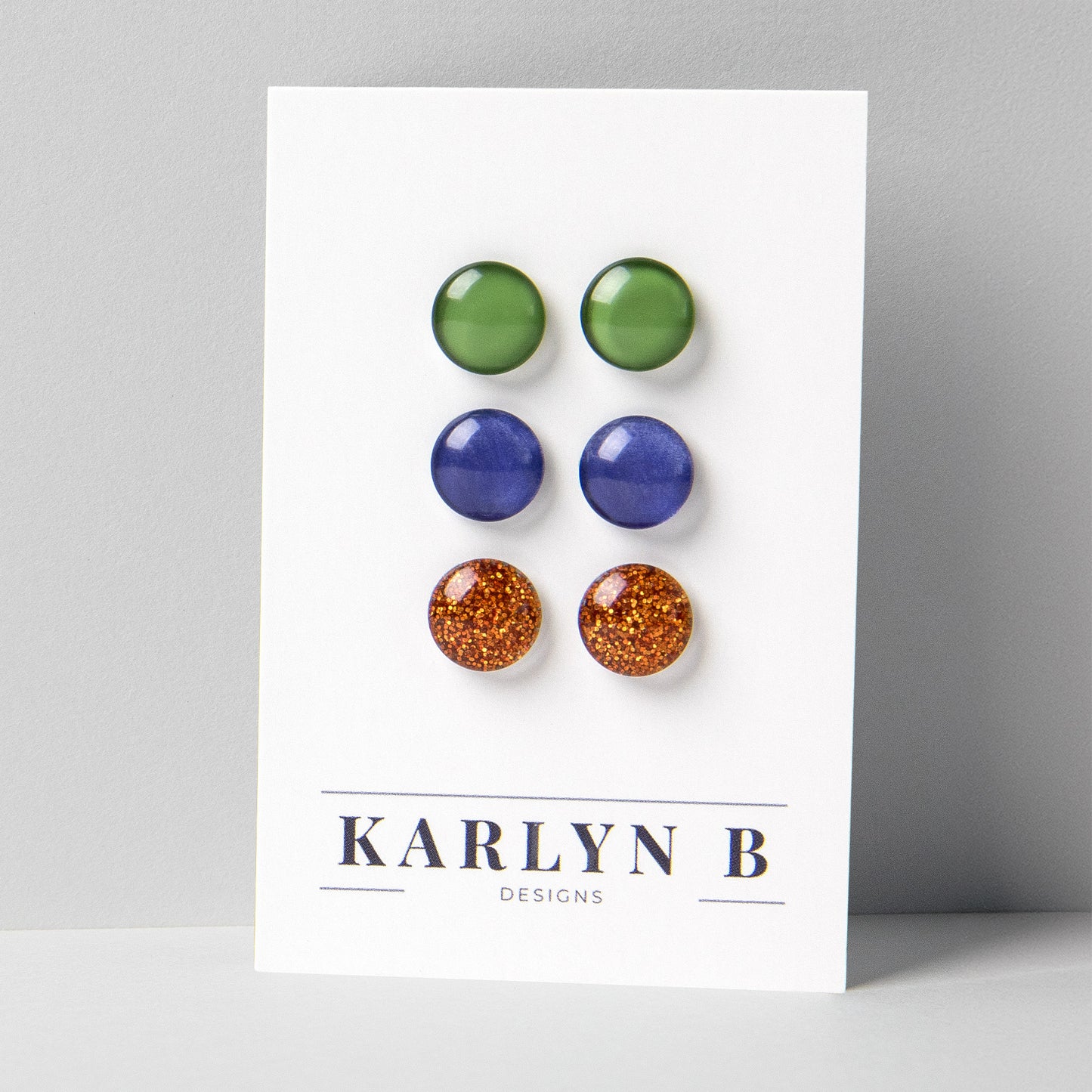 Three Pair Set of Color Dot Stud Earrings