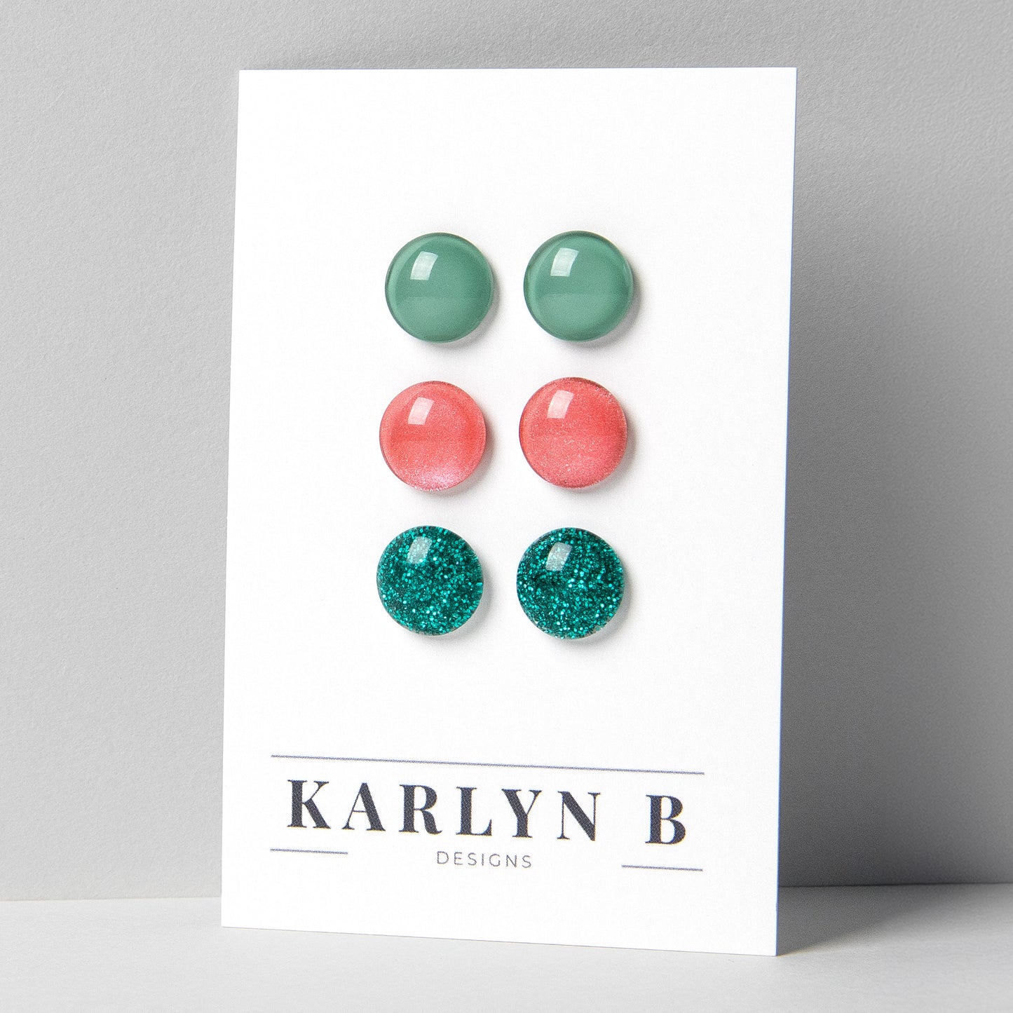 Three Pair Set of Color Dot Stud Earrings