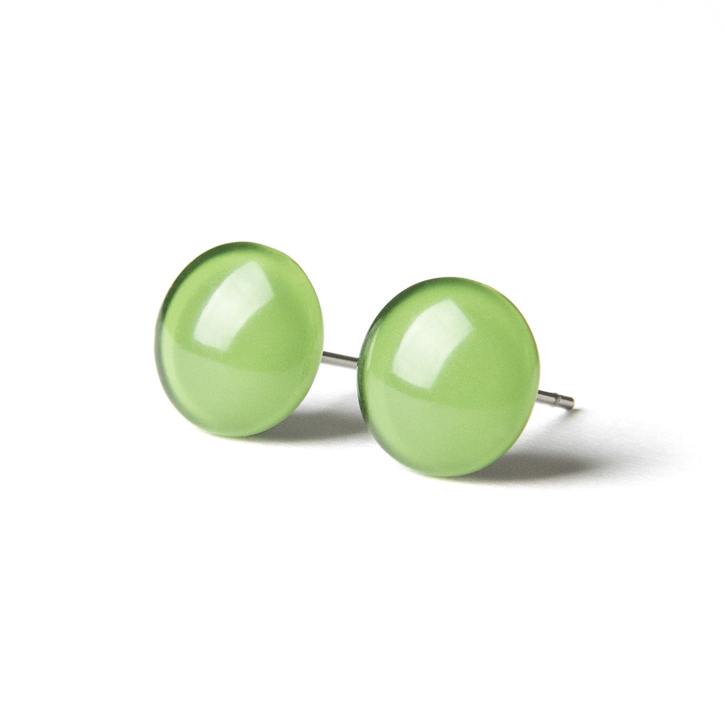 Color Dot Stud Earrings in Green