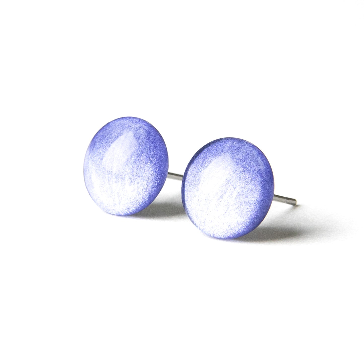 Color Dot Stud Earrings in Violet Purple Shimmer