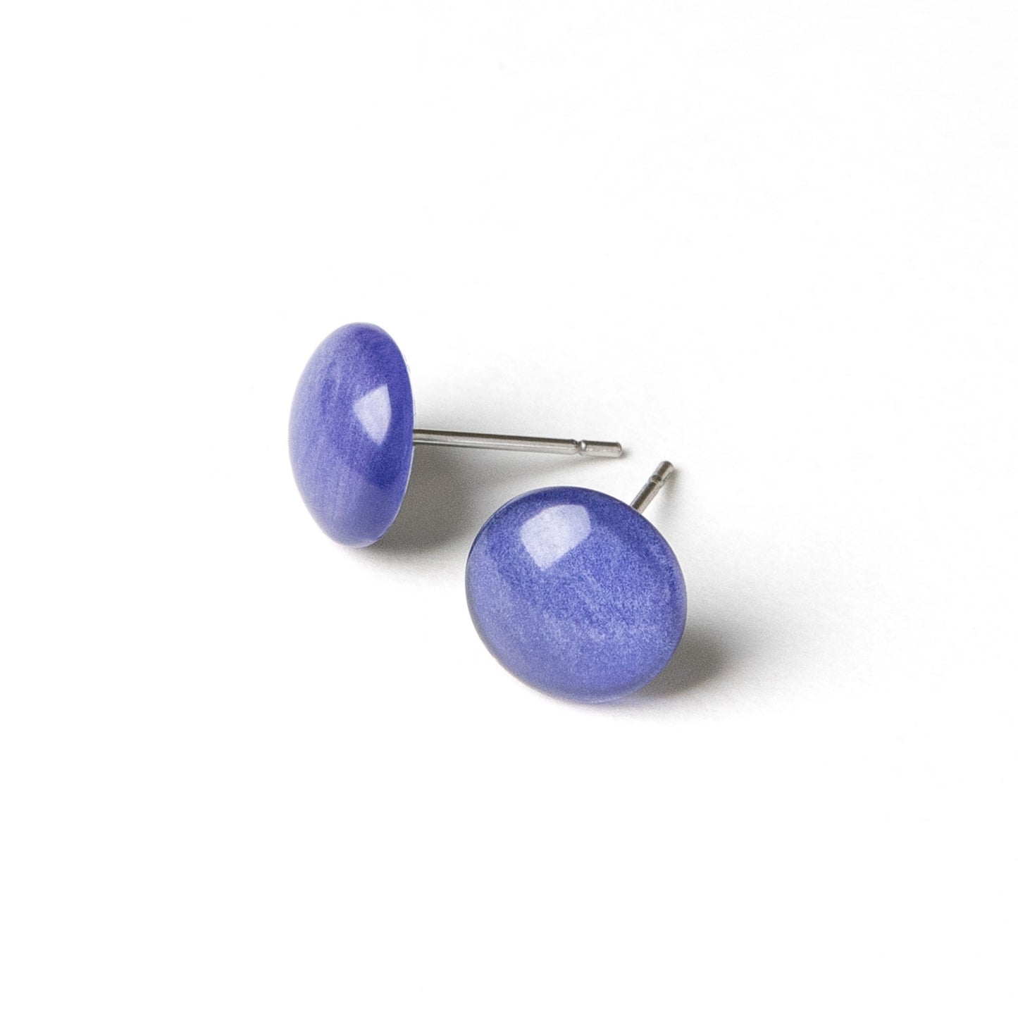 Color Dot Stud Earrings in Violet Purple Shimmer