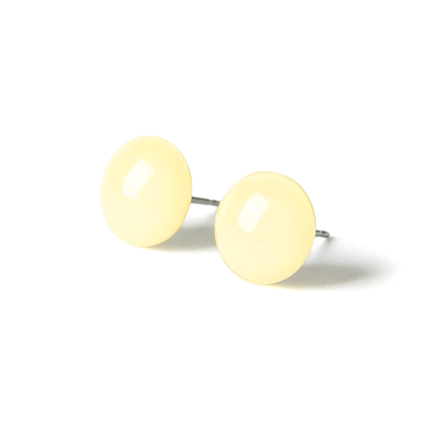 Color Dot Stud Earrings in Light Yellow