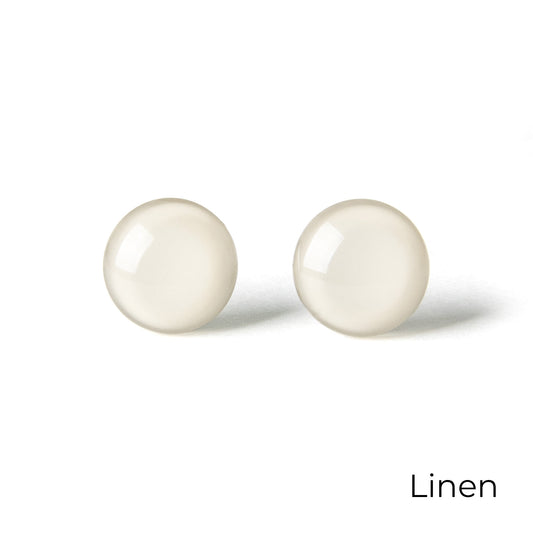 Color Dot Stud Earrings in Beige