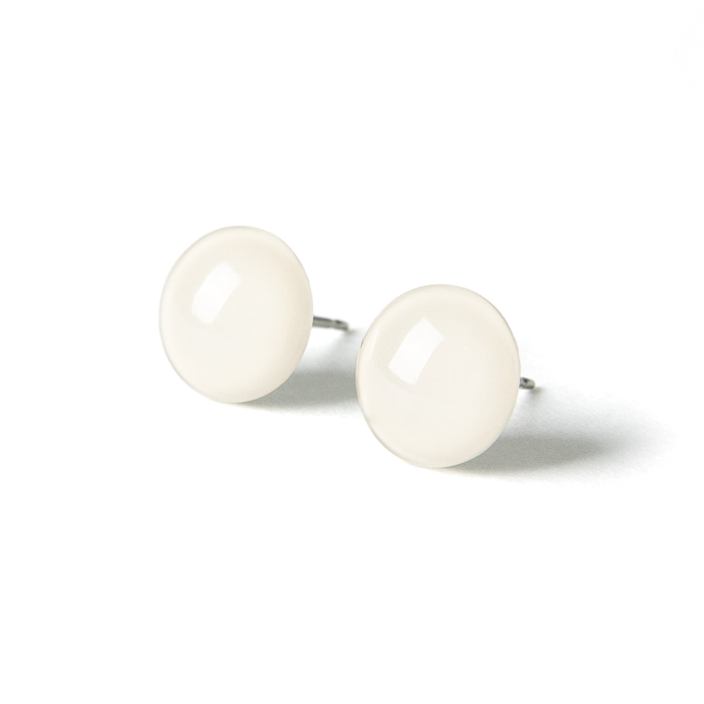 Color Dot Stud Earrings in Beige