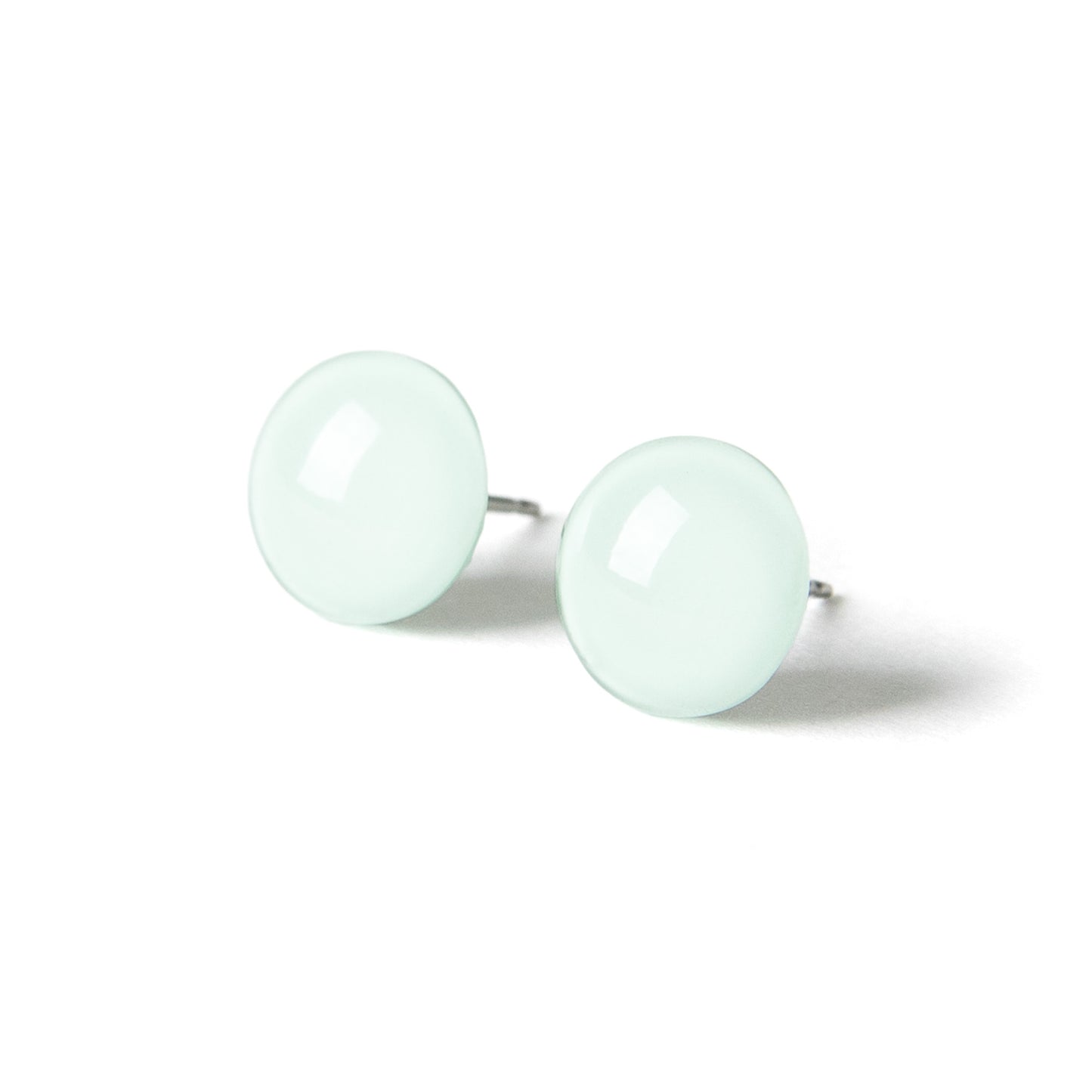 Color Dot Stud Earrings in Light Green