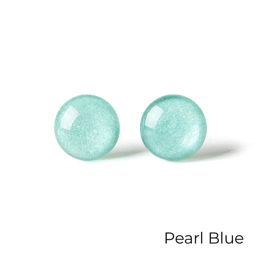 Color Dot Stud Earrings in Blue Shimmer