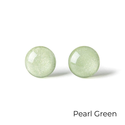 Color Dot Stud Earrings in Green Shimmer