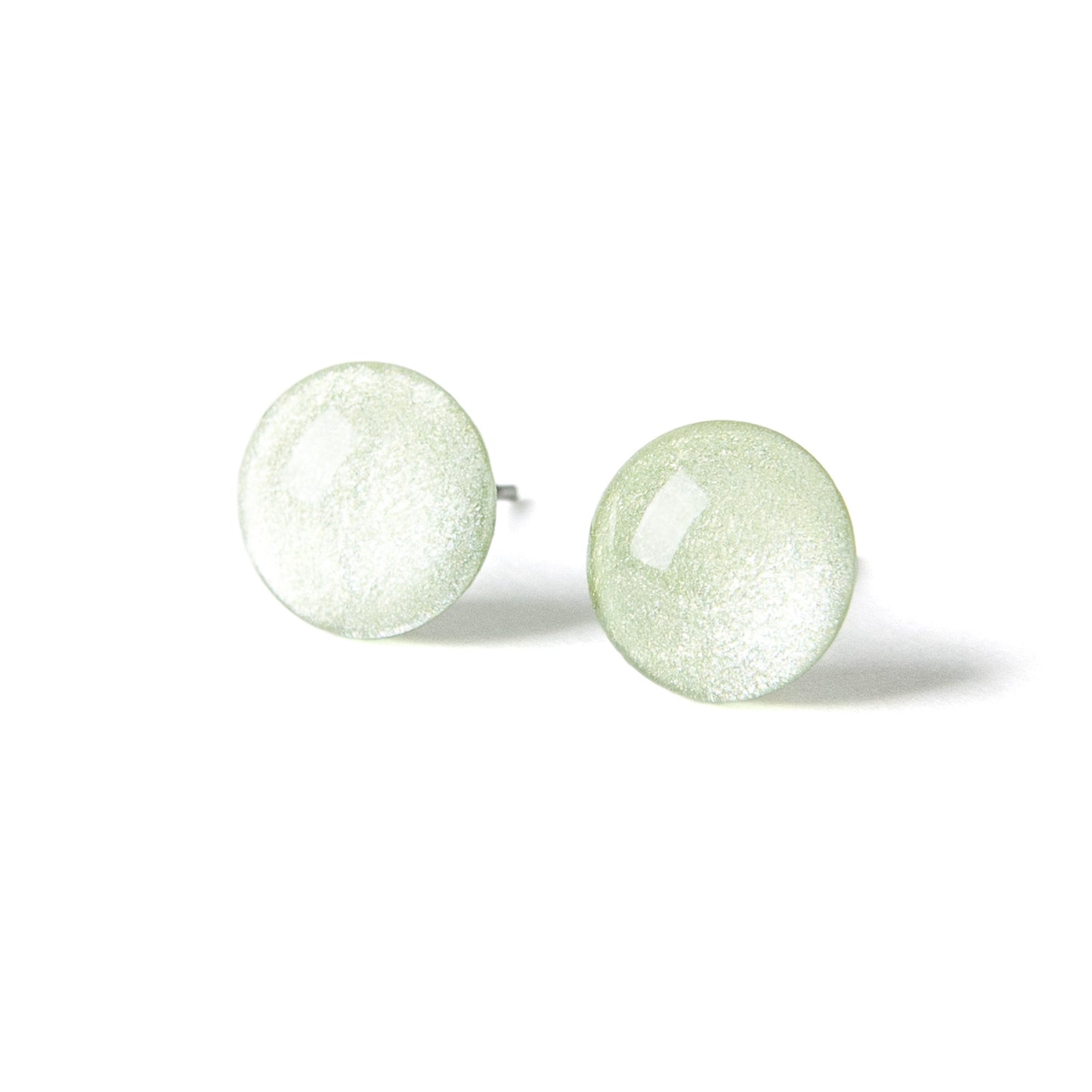 Color Dot Stud Earrings in Green Shimmer