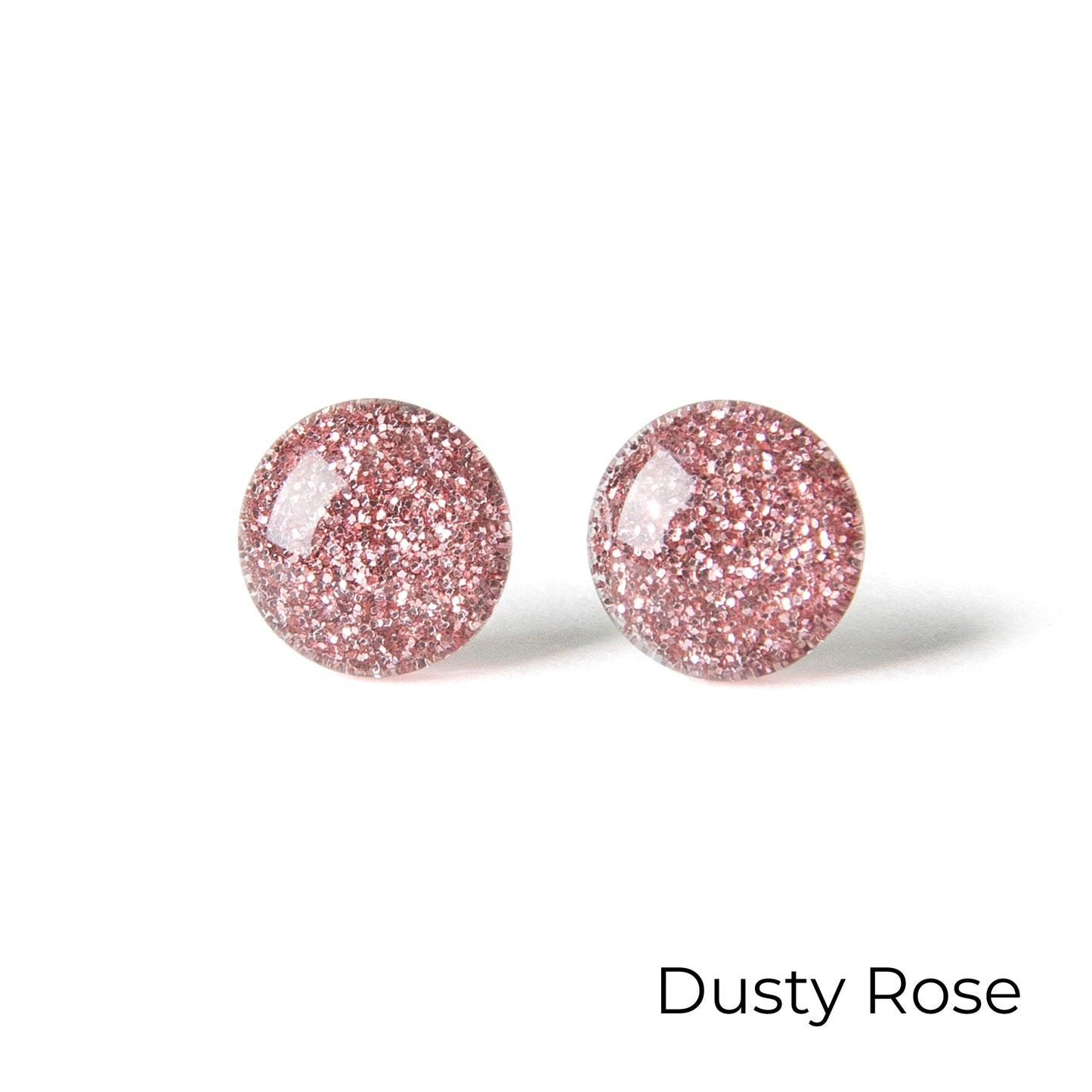 Color Dot Stud Earrings in Pink Glitter