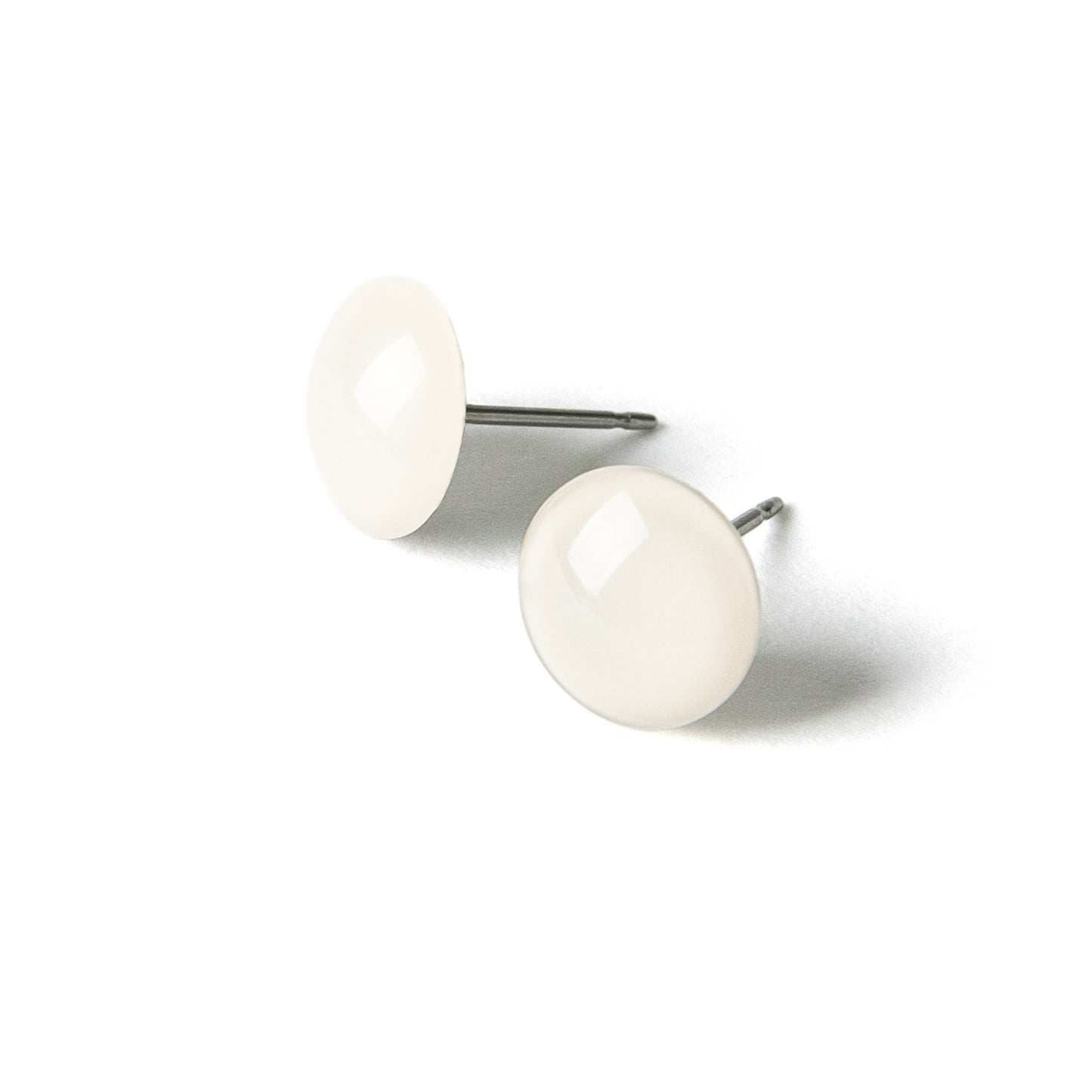 Color Dot Stud Earrings in Beige