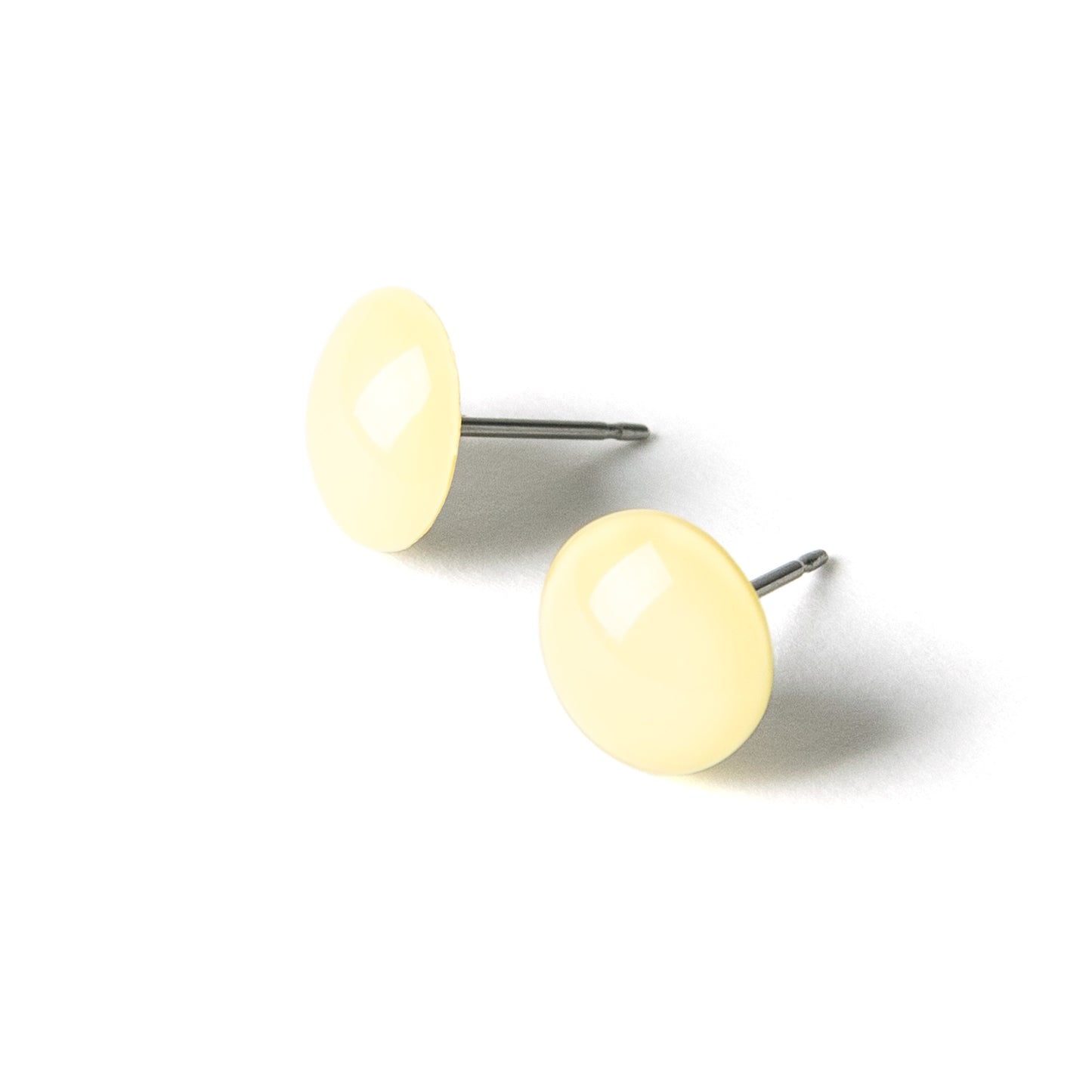 Color Dot Stud Earrings in Light Yellow