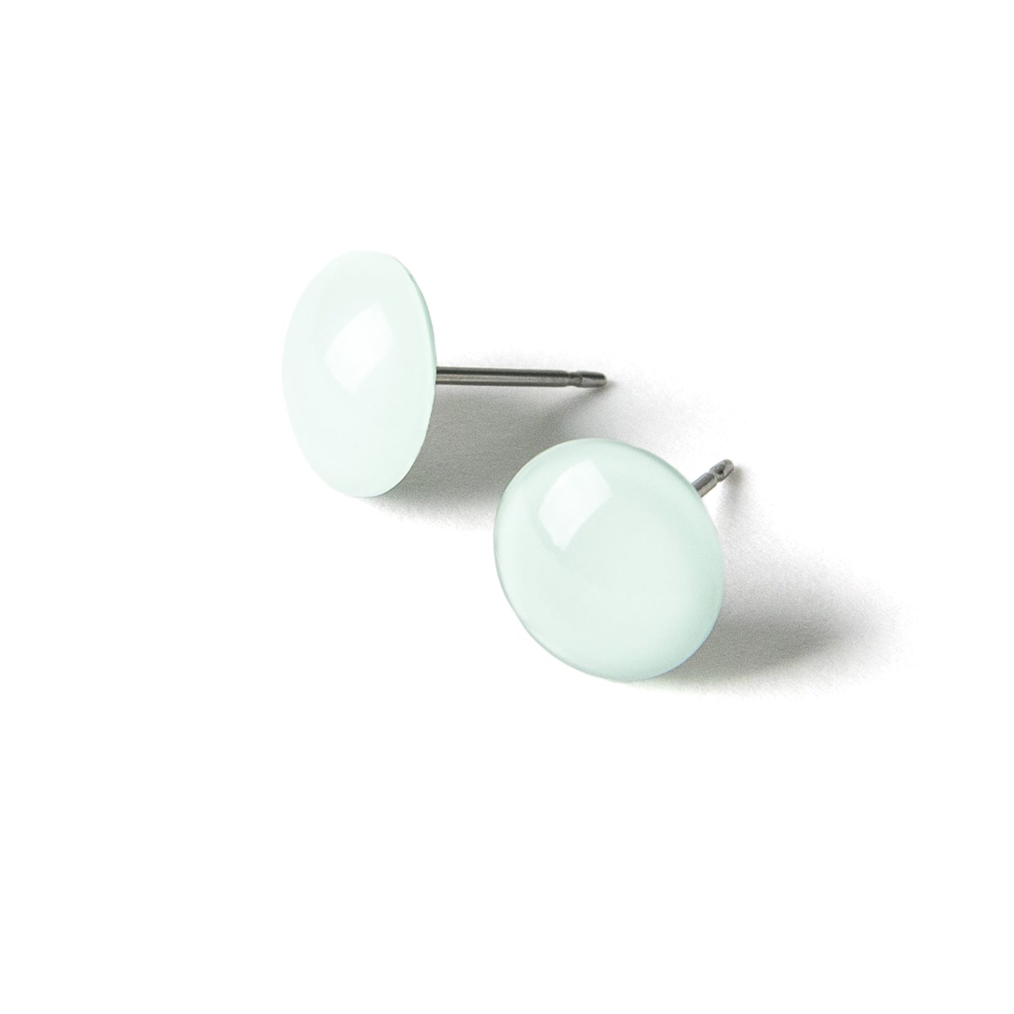 Color Dot Stud Earrings in Light Green