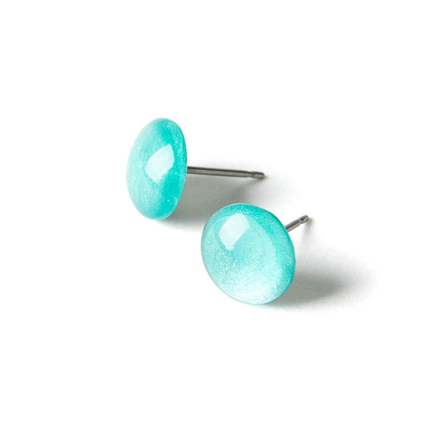 Color Dot Stud Earrings in Turquoise Shimmer