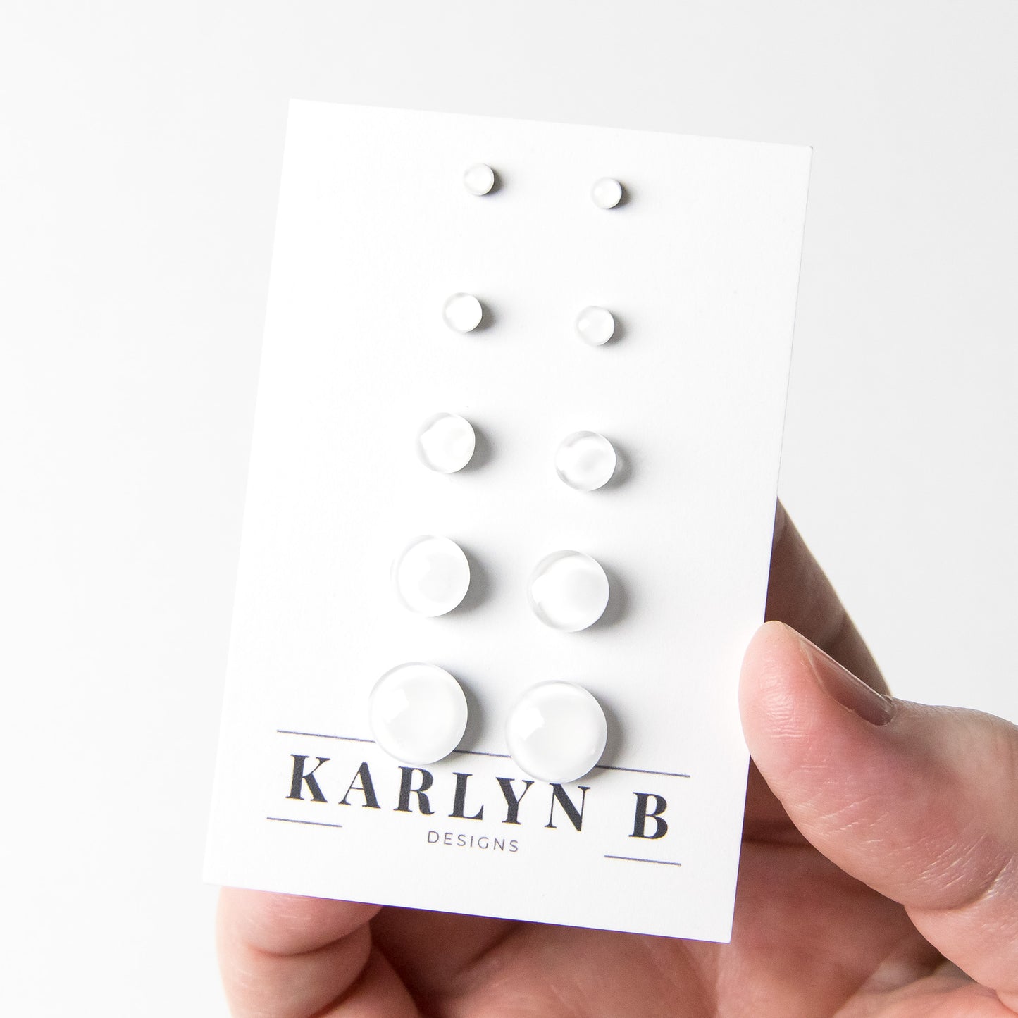 Color Dot Stud Earrings in White