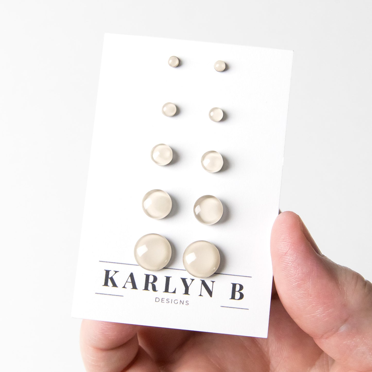 Color Dot Stud Earrings in Beige