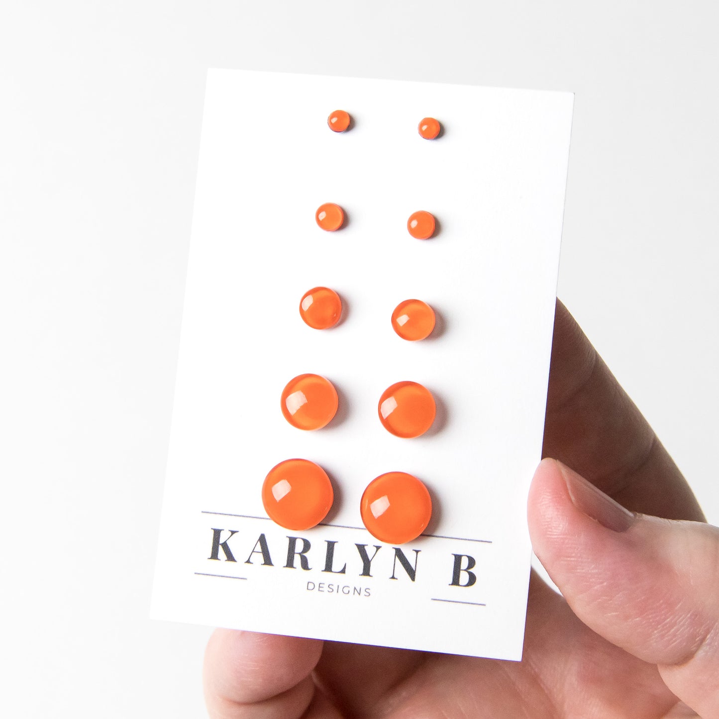 Color Dot Stud Earrings in Orange