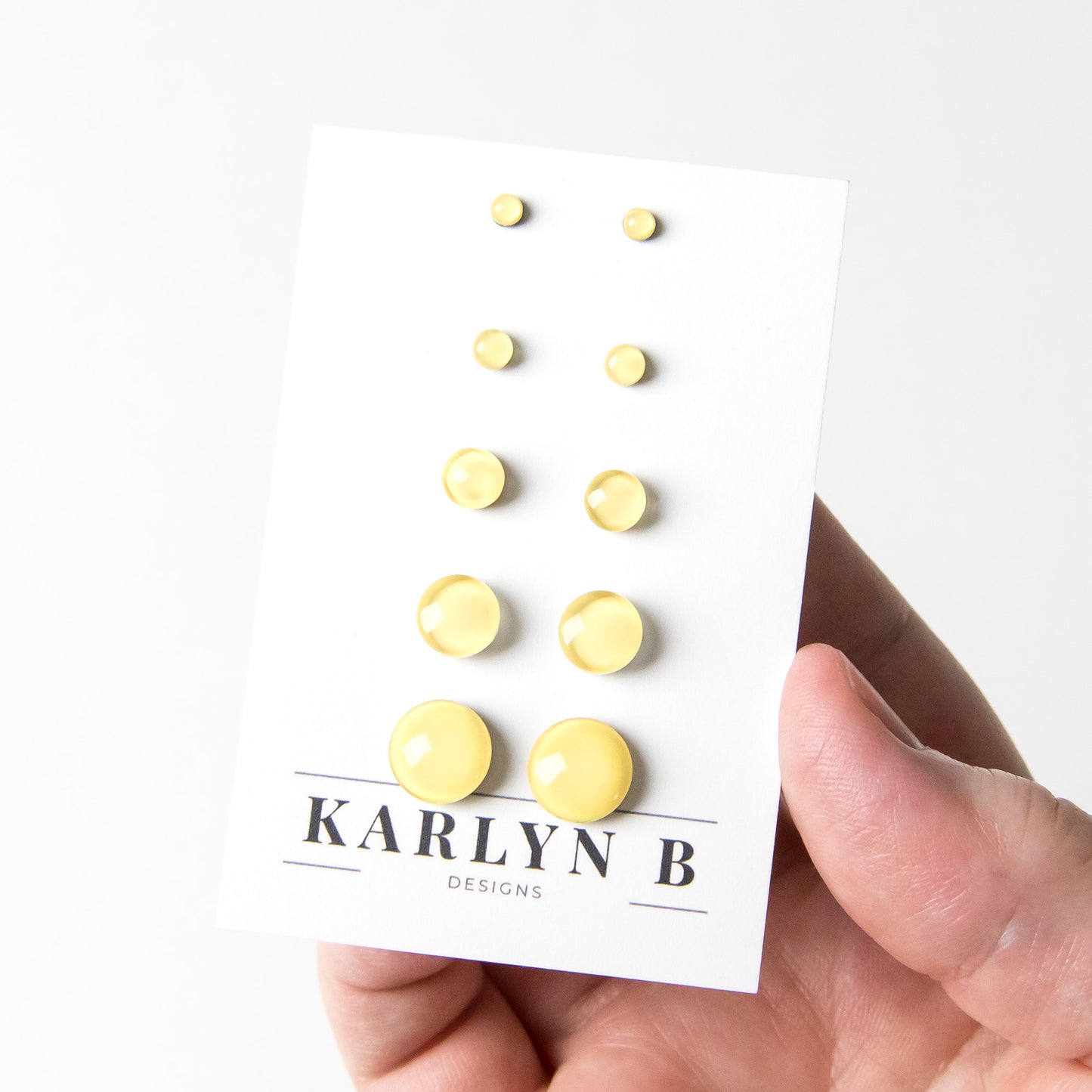 Color Dot Stud Earrings in Light Yellow