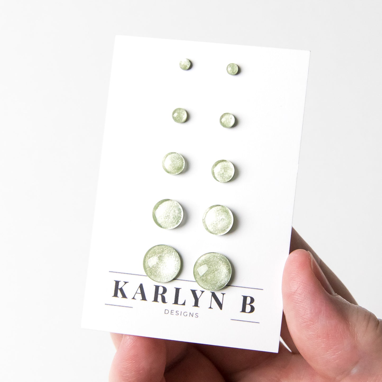 Color Dot Stud Earrings in Green Shimmer