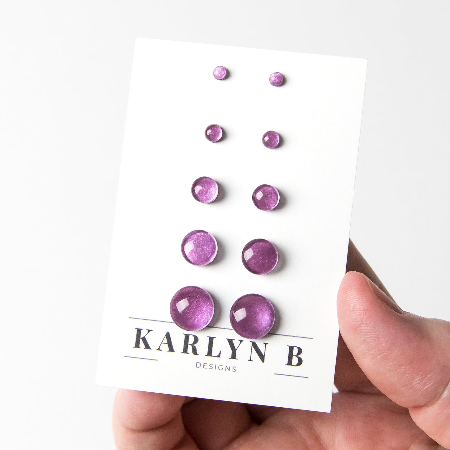 Color Dot Stud Earrings in Purple Shimmer