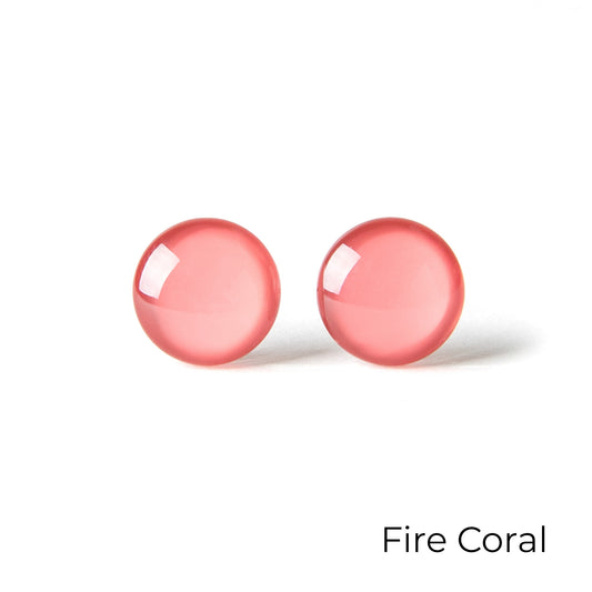 Color Dot Stud Earrings in Dark Coral Pink