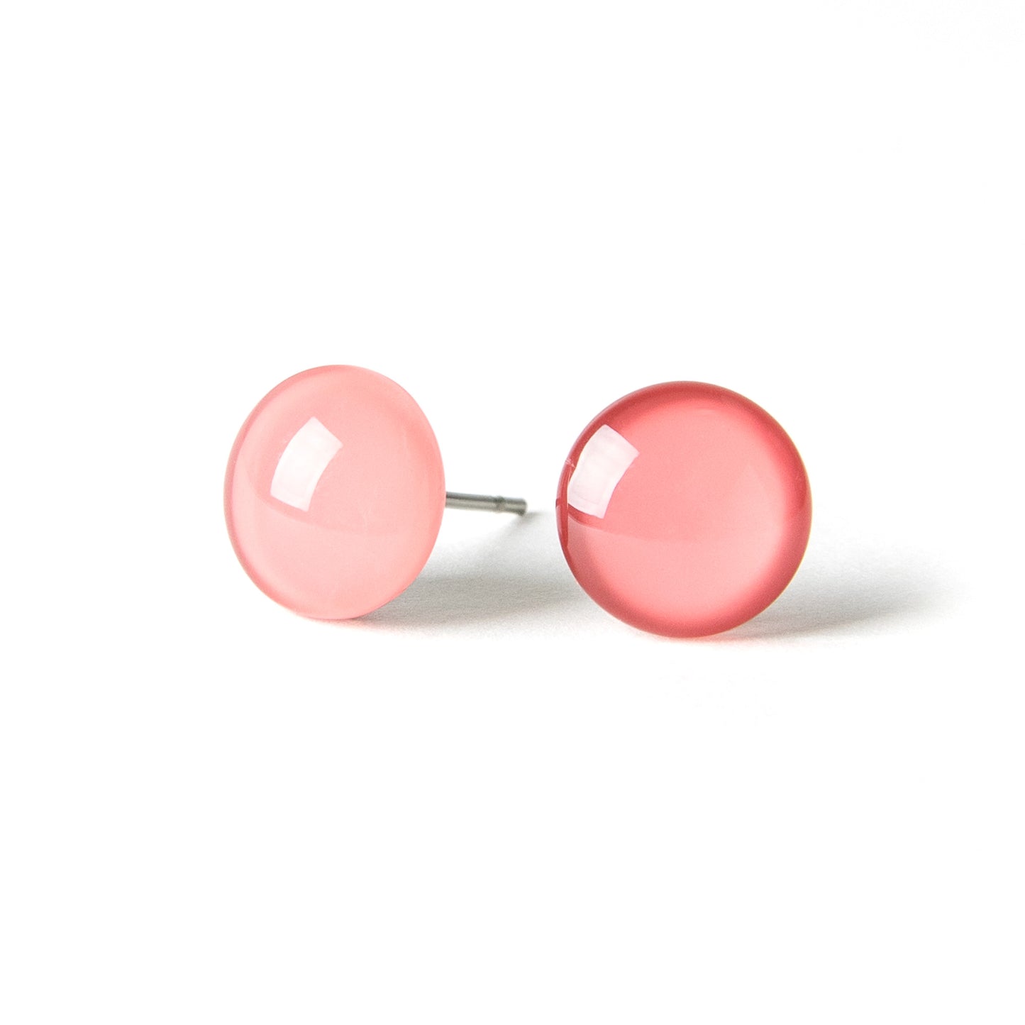 Color Dot Stud Earrings in Dark Coral Pink