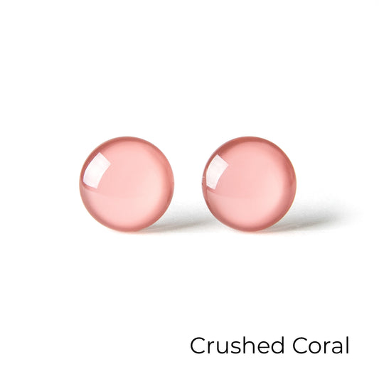 Color Dot Stud Earrings in Coral Pink