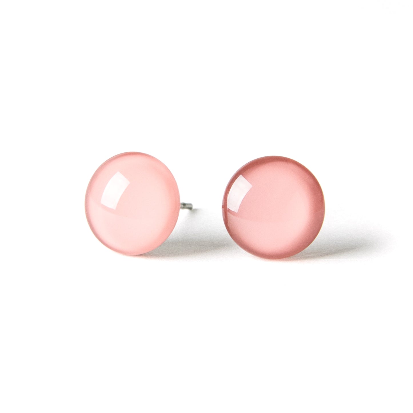 Color Dot Stud Earrings in Coral Pink