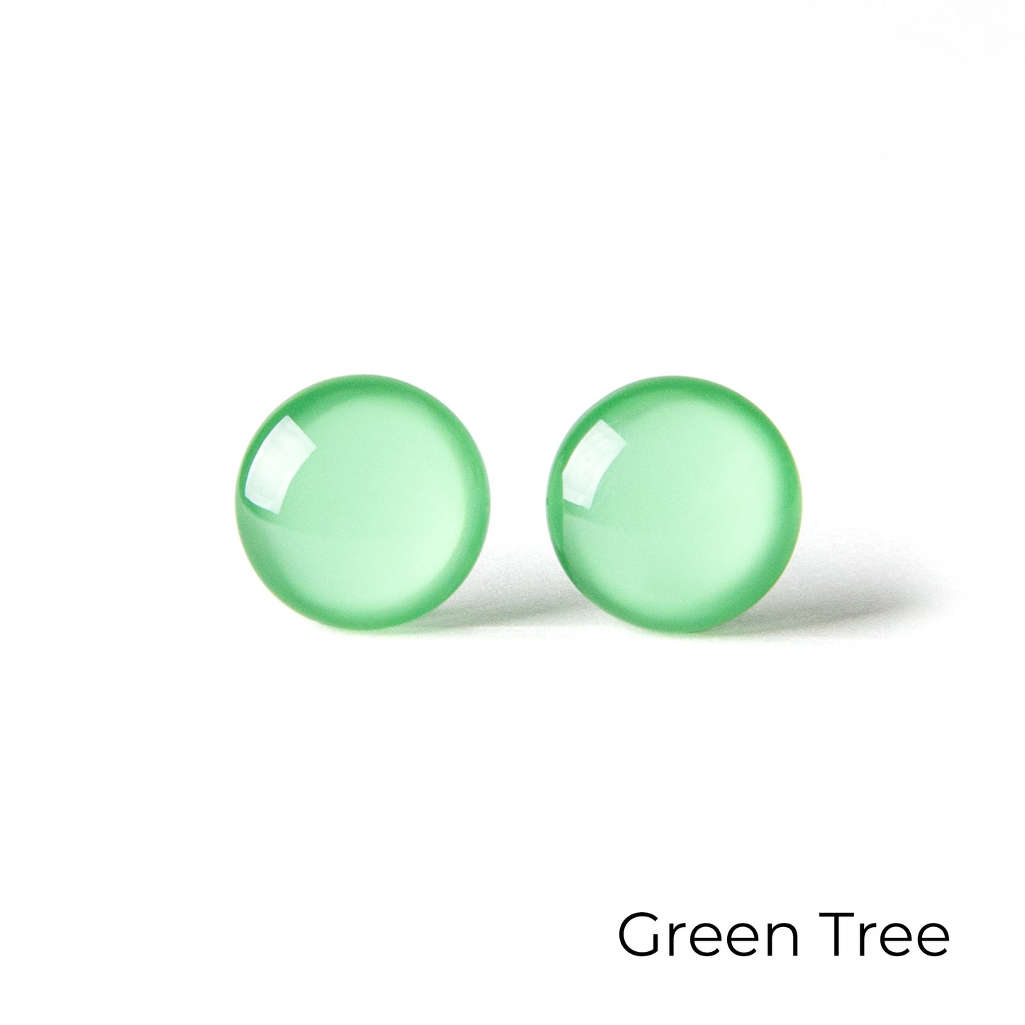 Color Dot Stud Earrings in Green