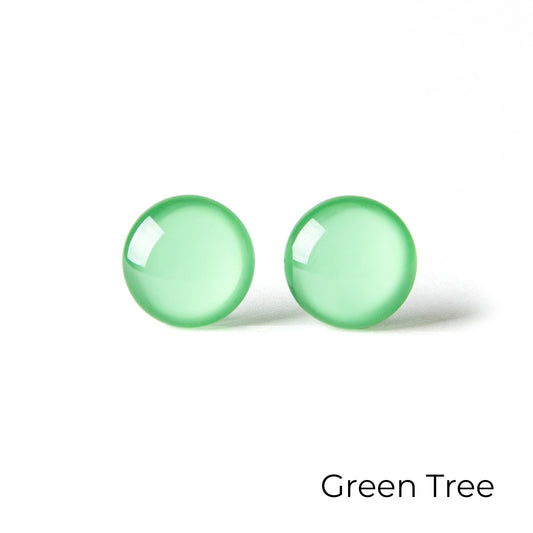 Color Dot Stud Earrings in Green