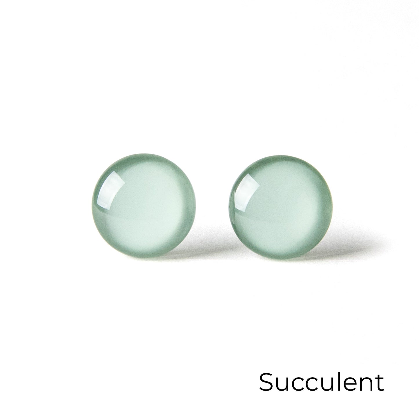 Color Dot Stud Earrings in Green