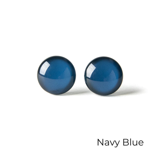 Color Dot Stud Earrings in Dark Blue