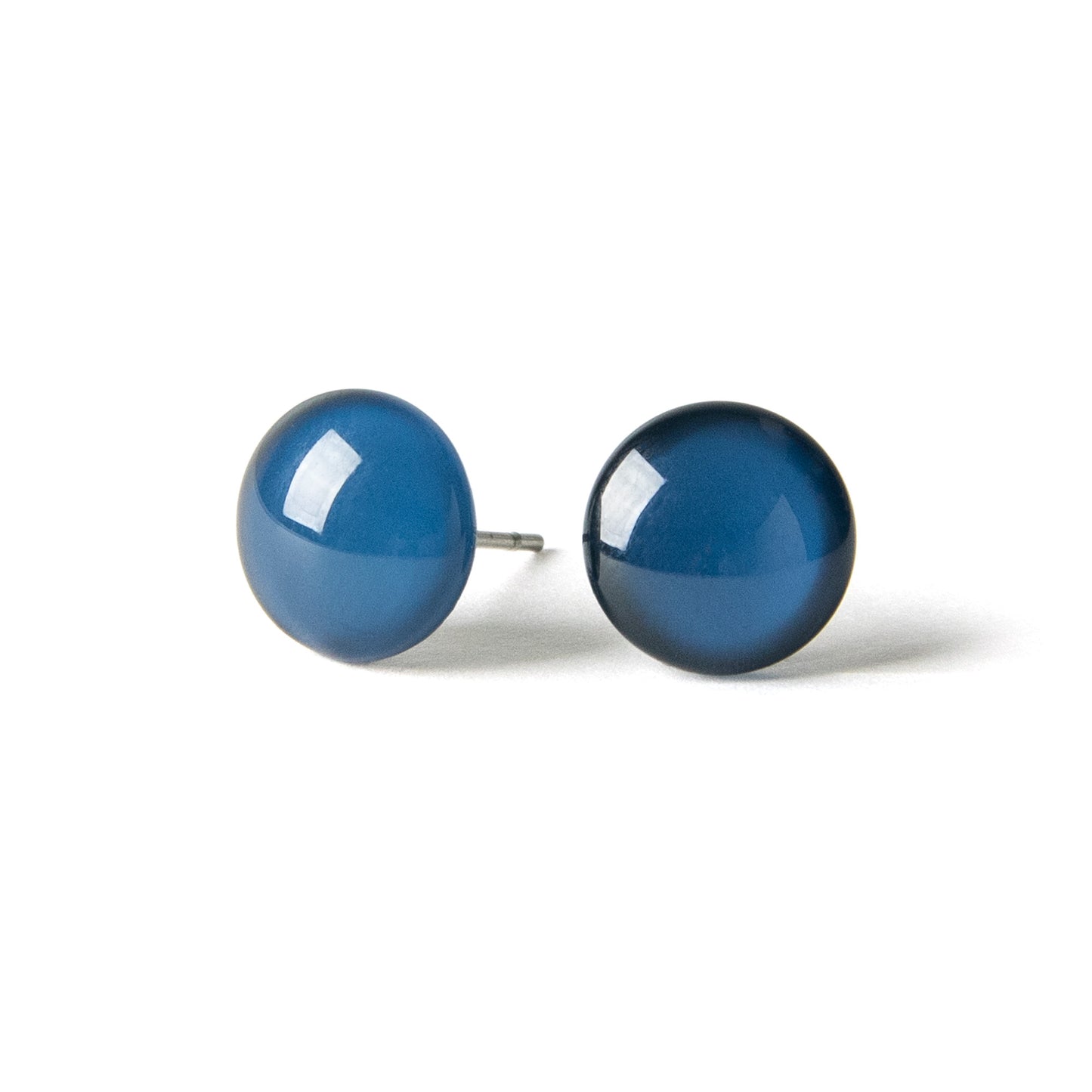 Color Dot Stud Earrings in Dark Blue