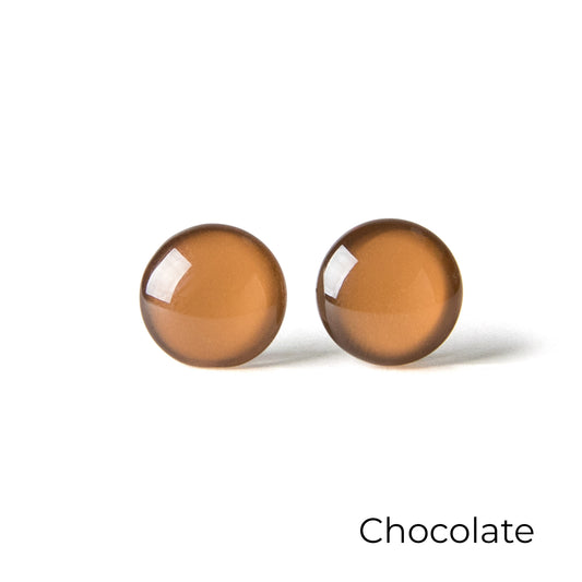 Color Dot Stud Earrings in Brown