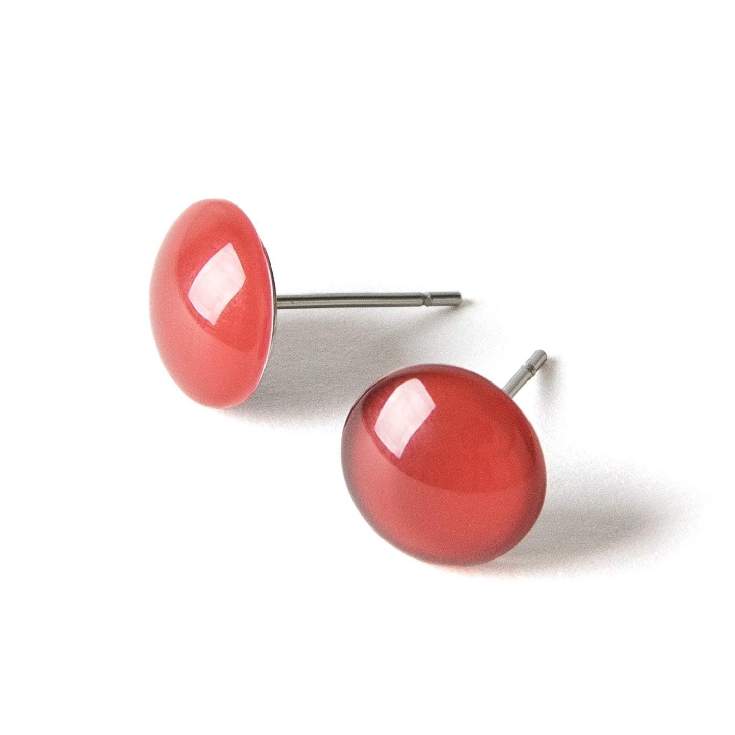 Color Dot Stud Earrings in Dark Red