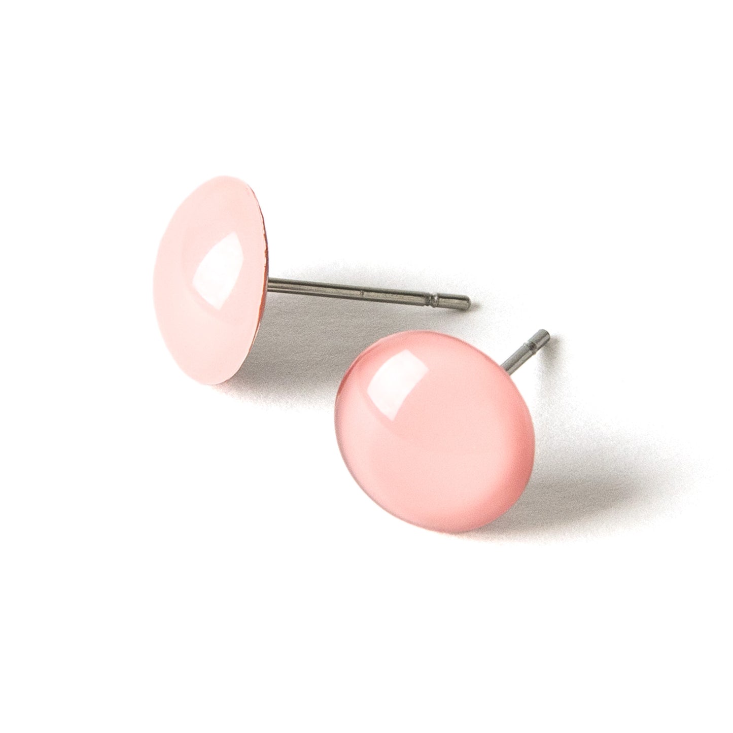 Color Dot Stud Earrings in Coral Pink