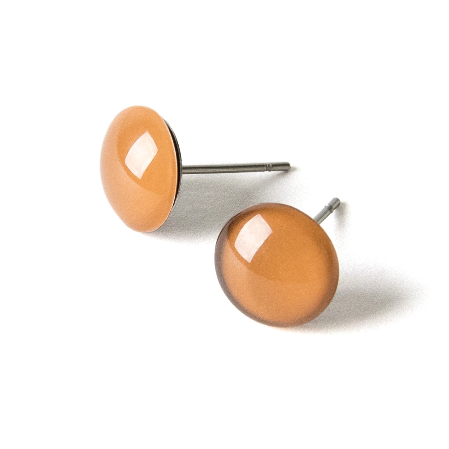 Color Dot Stud Earrings in Brown