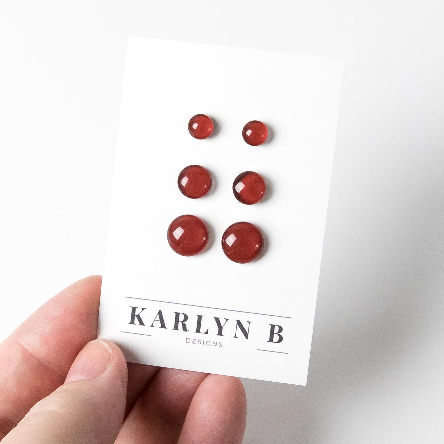 Color Dot Stud Earrings in Dark Red