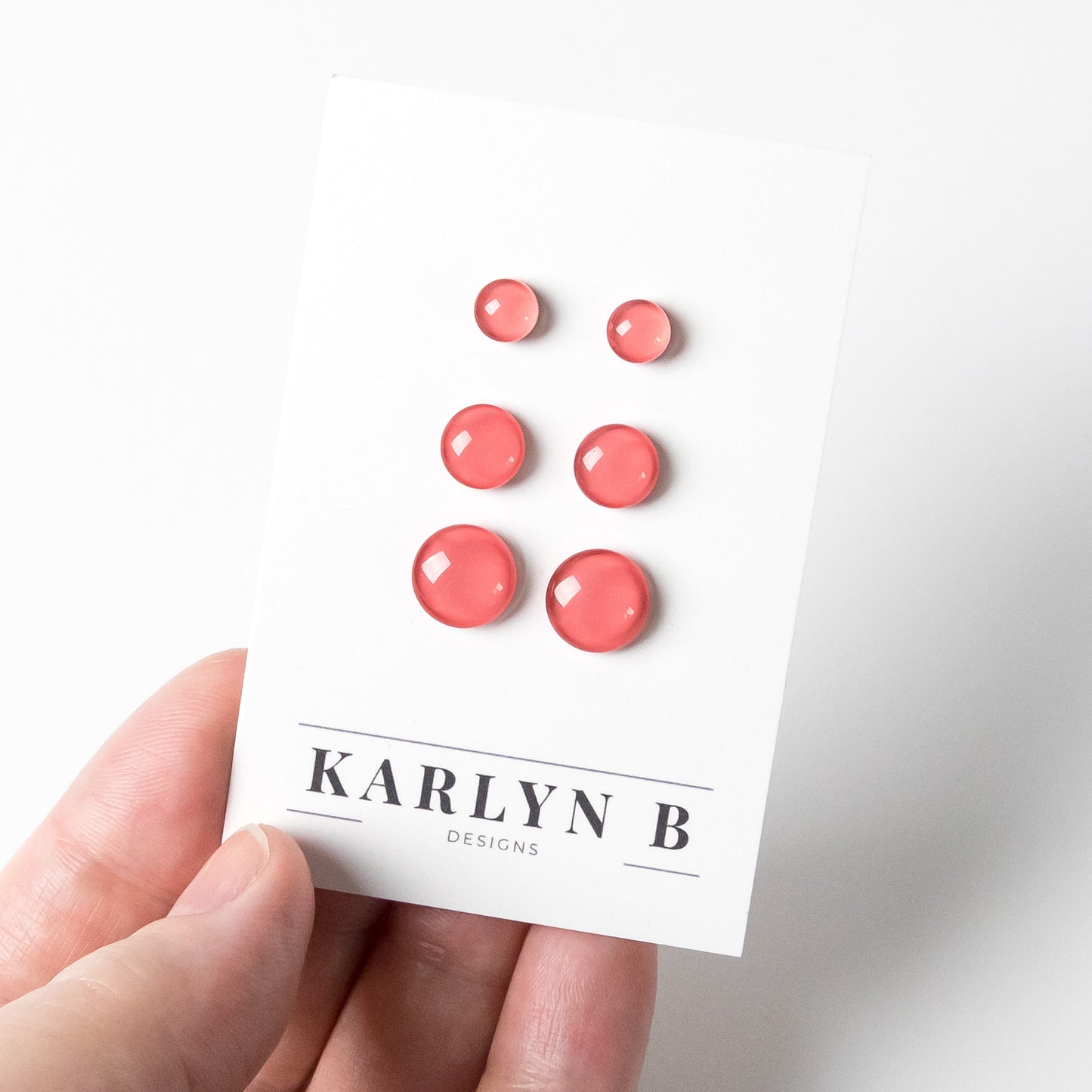 Color Dot Stud Earrings in Dark Coral Pink