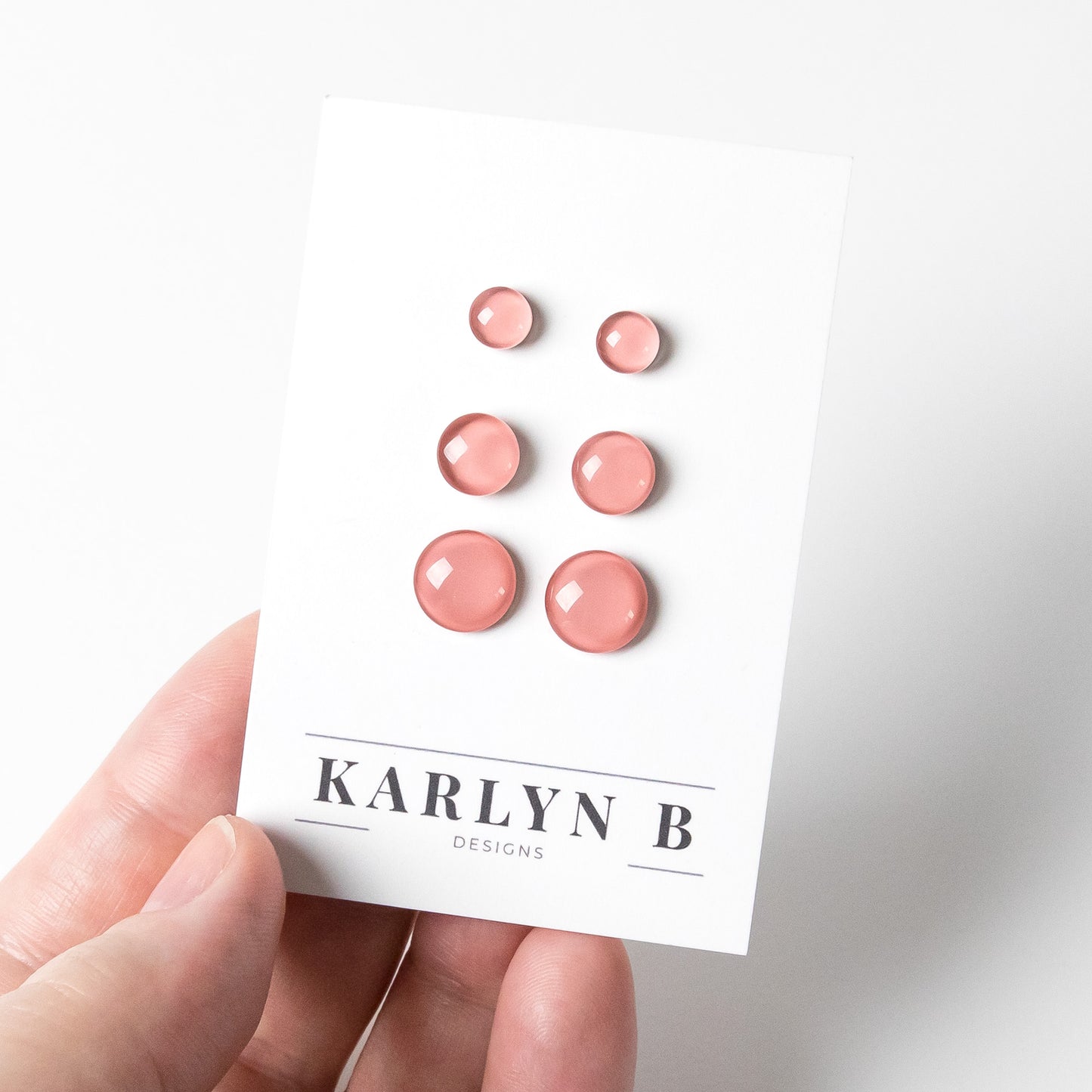 Color Dot Stud Earrings in Coral Pink