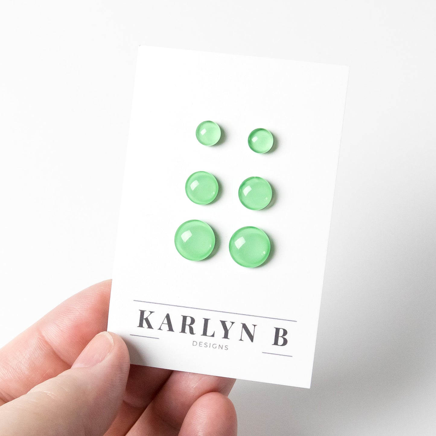 Color Dot Stud Earrings in Green